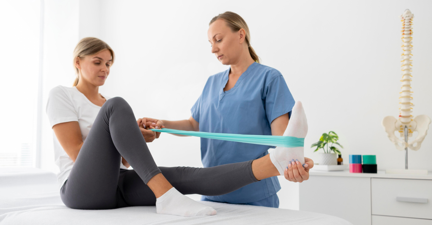 Kinésithérapeute avec patient